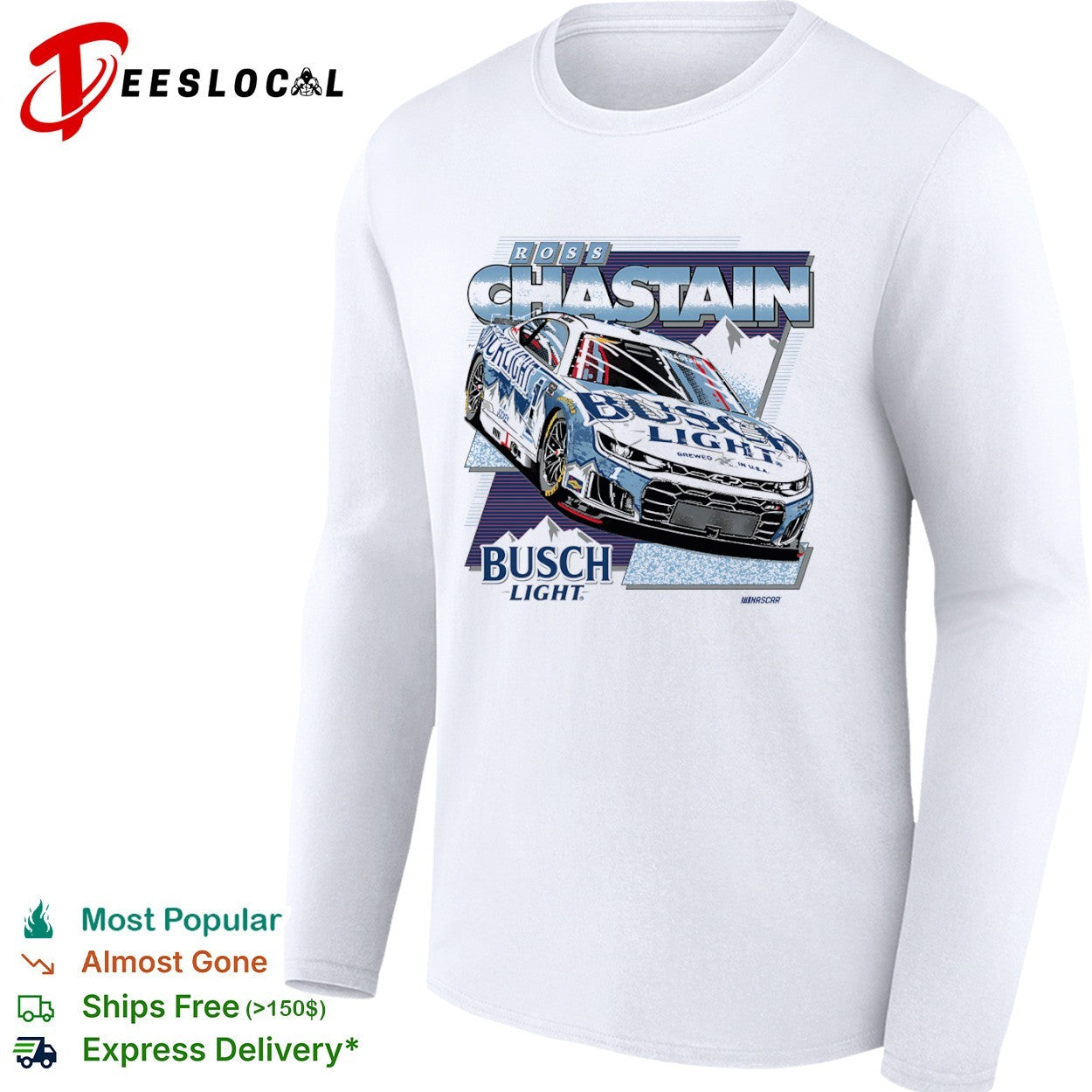 Ross Chastain Trackhouse Racing NASCAR Busch Light Chevrolet Camaro Race Car shirt