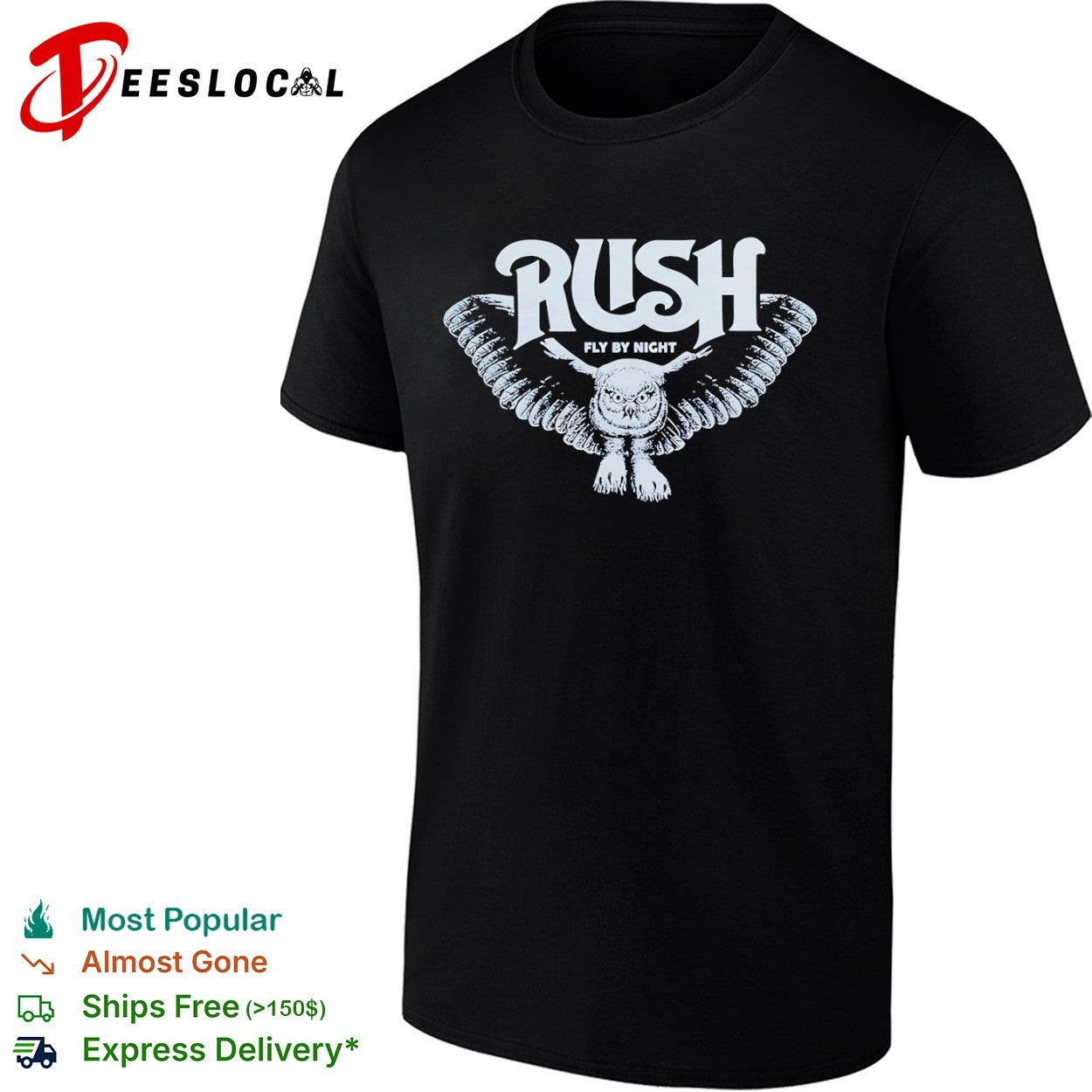 Rush Fly by Night Owl Music Band shirt