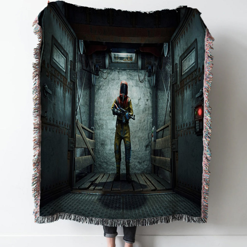 Rust Game Woven Tapestry Throw Blanket with Fringe
