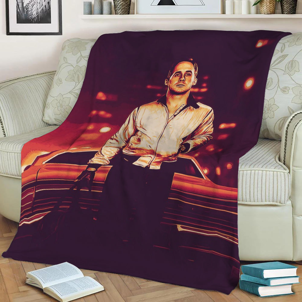Ryan Gosling drive art Fleece Throw Blanket