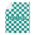 Custom Name Checkerboard Blanket, Personalized Throw Blanket, Name Blanket, Teen Boy Gift, Personalized Checker Design Blanket