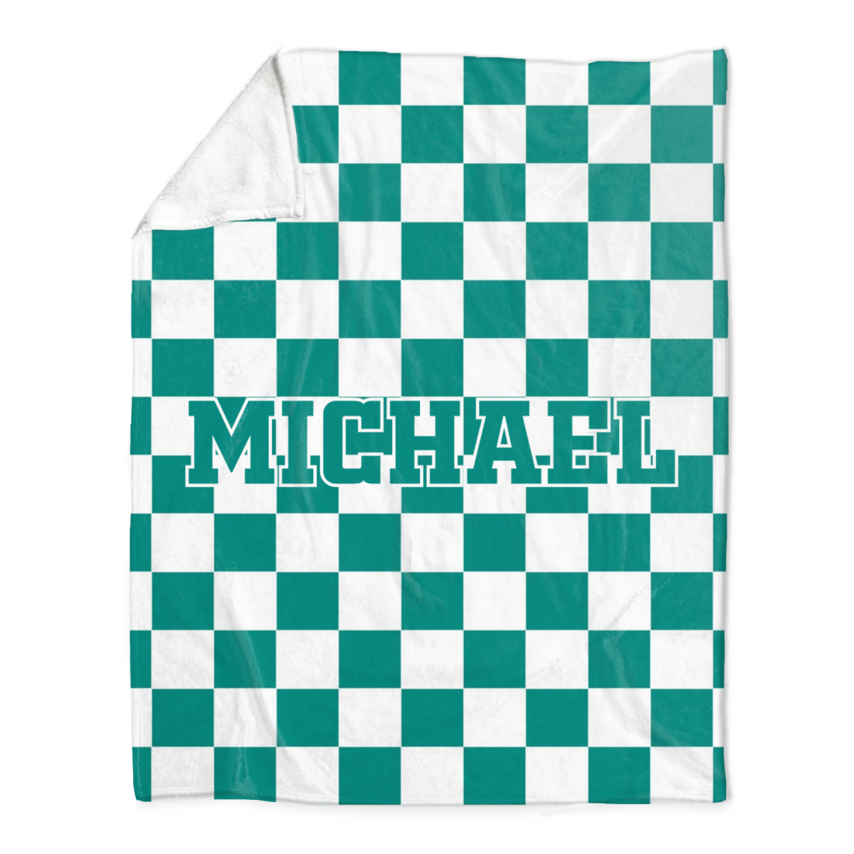 Custom Name Checkerboard Blanket, Personalized Throw Blanket, Name Blanket, Teen Boy Gift, Personalized Checker Design Blanket