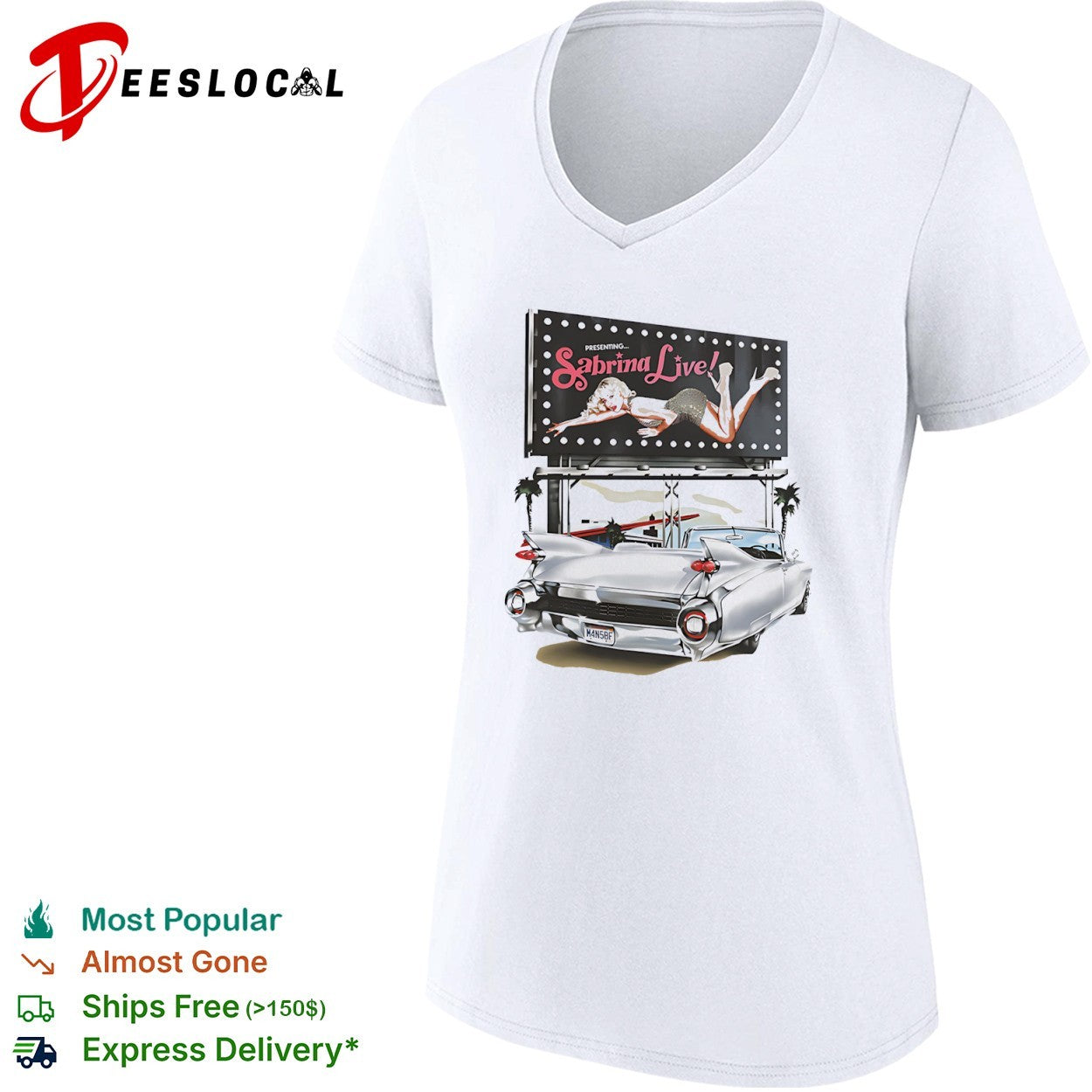 Sabrina Carpenter Presenting Sabrina Live 1950s Cadillac Billboard shirt