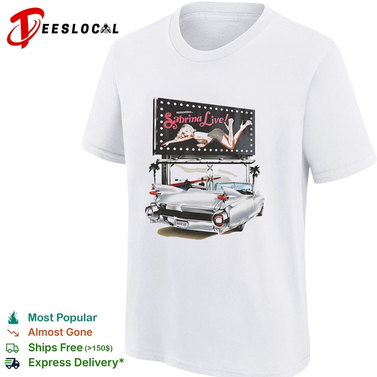 Sabrina Carpenter Presenting Sabrina Live 1950s Cadillac Billboard shirt