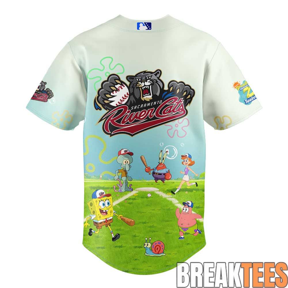 Sacramento River Cats x SpongeBob Squarepants Day Special Baseball Jersey