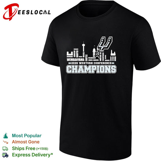 San Antonio Spurs 2026 Western Conference Champions Wembanyama Vassell Castle shirt