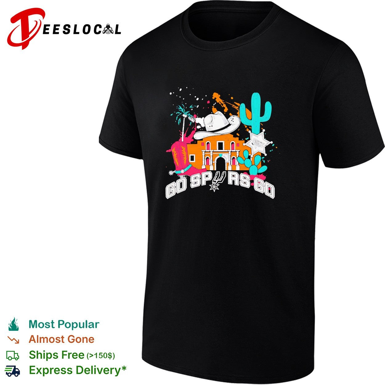 San Antonio Spurs Go Spurs Go cowboy boots and hat cactus shirt