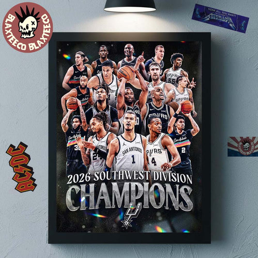 San Antonio Spurs NBA 2026 Southwest Division Champions Home Decor Poster Canvas