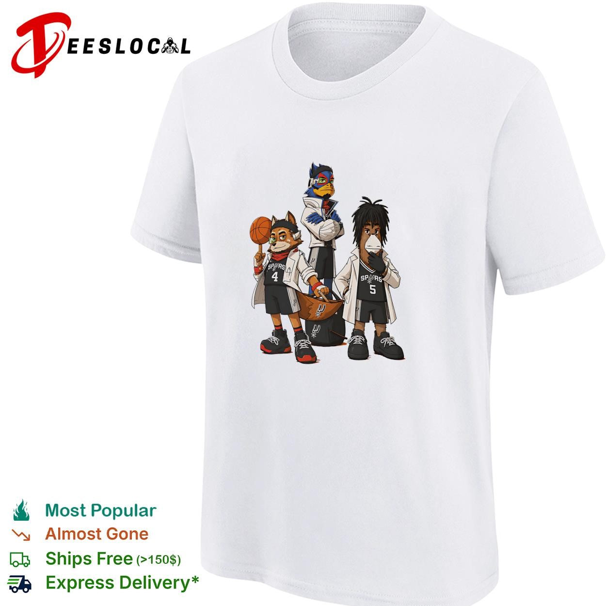 San Antonio Spurs Star Fox Nintendo characters basketball fan art shirt