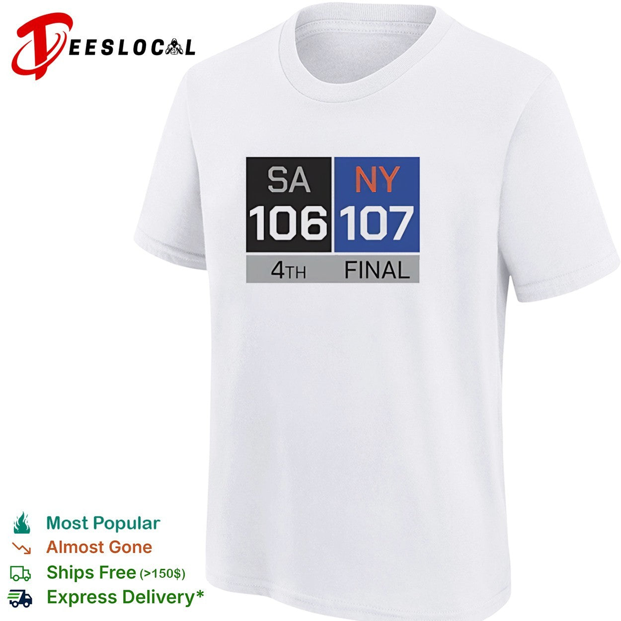 San Antonio Spurs vs New York Knicks 106-107 4th Final Scoreboard basketball shirt