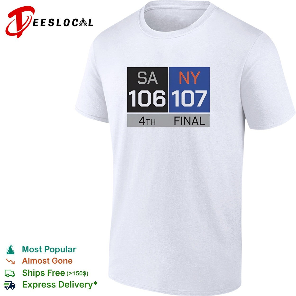 San Antonio Spurs vs New York Knicks 106-107 4th Final Scoreboard basketball shirt