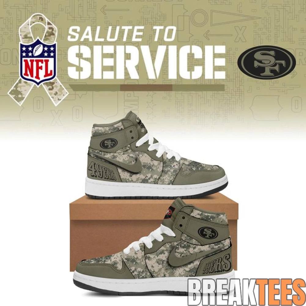 San Francisco 49ers Veterans Day Salute to Service Camo Air Jordan 1 Shoes