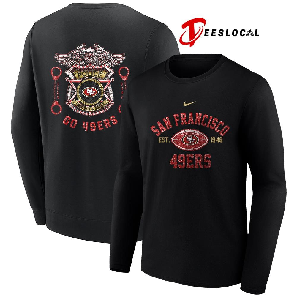 San Francisco 49ers law enforcement tribute protect and serve logo shirt