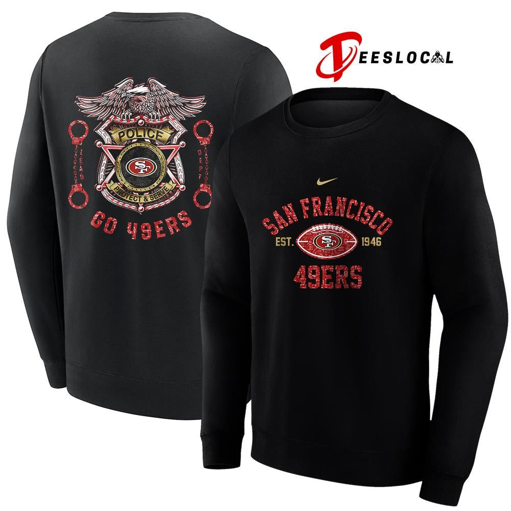 San Francisco 49ers law enforcement tribute protect and serve logo shirt