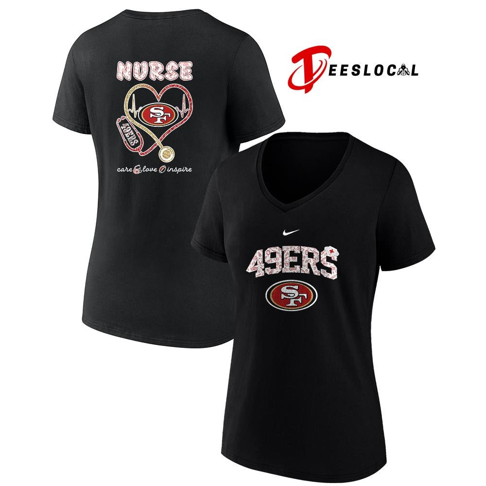 San Francisco 49ers x Nurse care love inspire logo shirt