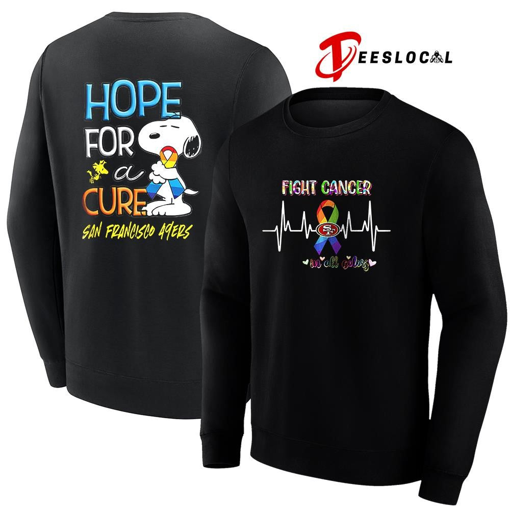 San Francisco 49ers x Peanuts Snoopy fight cancer in all colors hope for a cure shirt