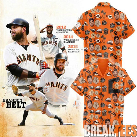 San Francisco Giants Brandon Belt Celebration Day Hawaiian Shirt