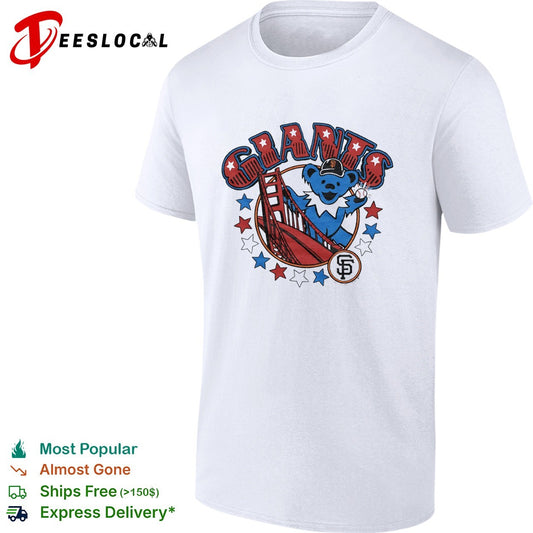 San Francisco Giants x Grateful Dead dancing bear golden gate graphic shirt