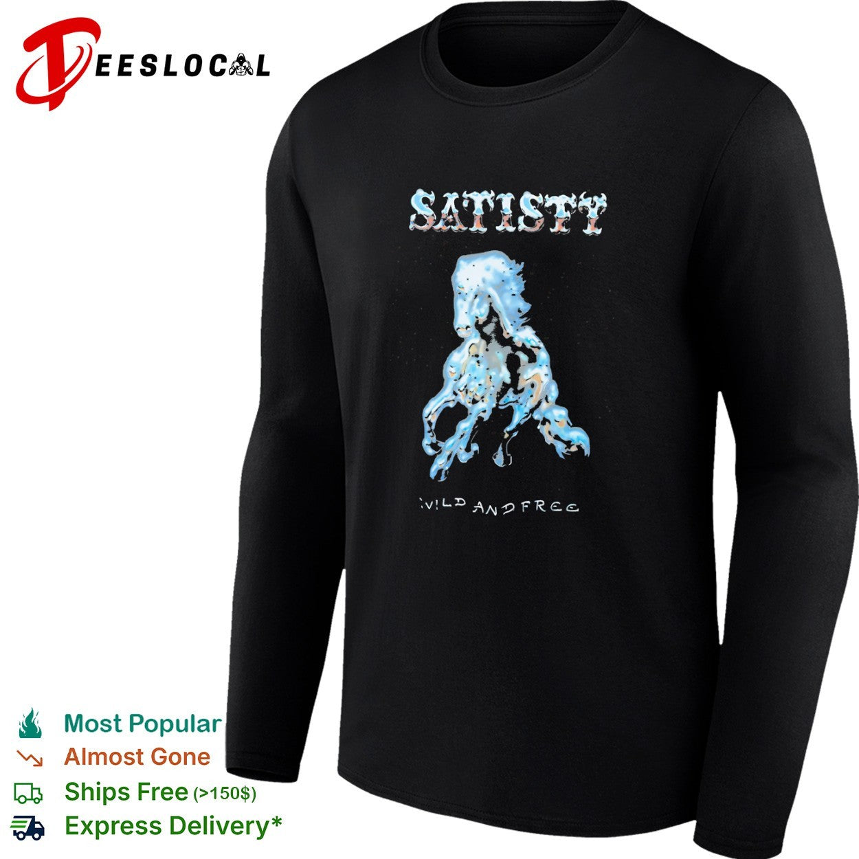 Satisty Wild and Free Chrome Horse Metallic Airbrush Aesthetic Shirt
