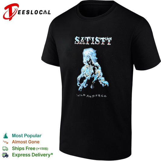 Satisty Wild and Free Chrome Horse Metallic Airbrush Aesthetic Shirt