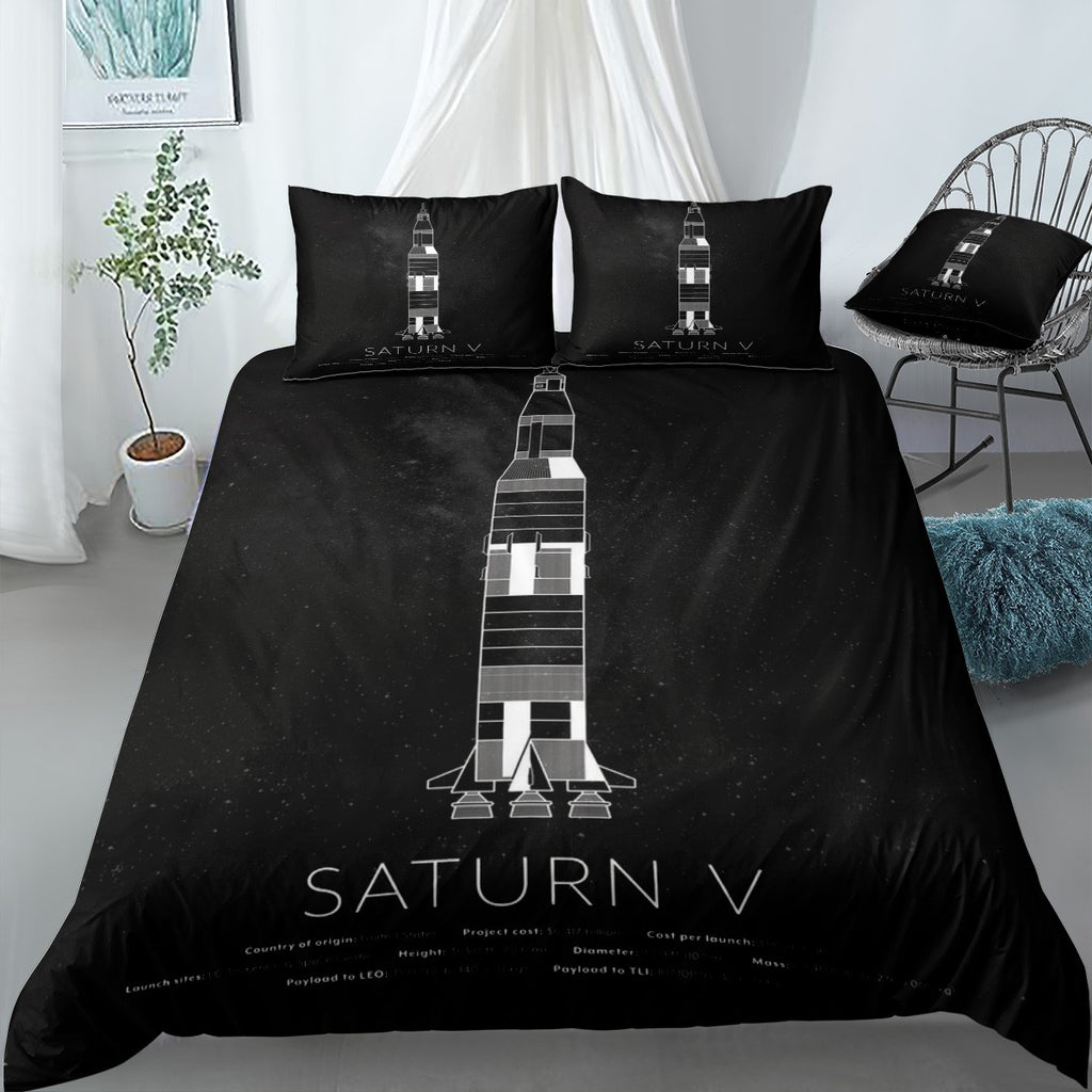 Saturn V Rocket Bedding Set (Duvet Cover & Pillow Shams)