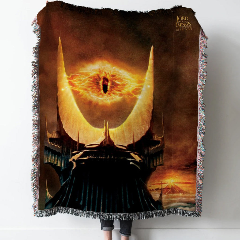 Sauron’s Eye & Mount Doom Woven Tapestry Throw Blanket with Fringe