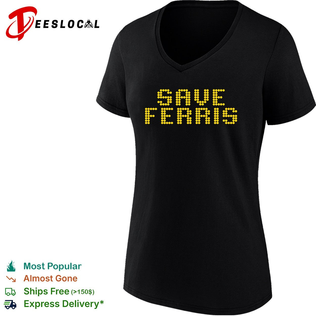 Save Ferris Buellers Day Off Pop Culture Reference Retro Dot Matrix shirt