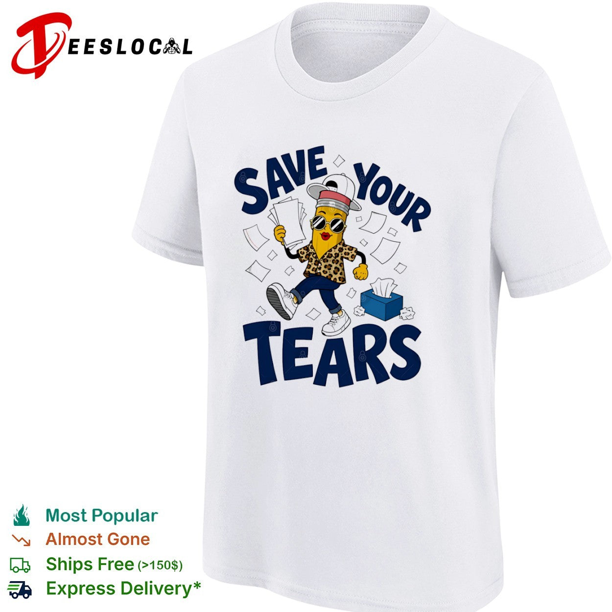 Save your tears Pencil character leopard print shirt