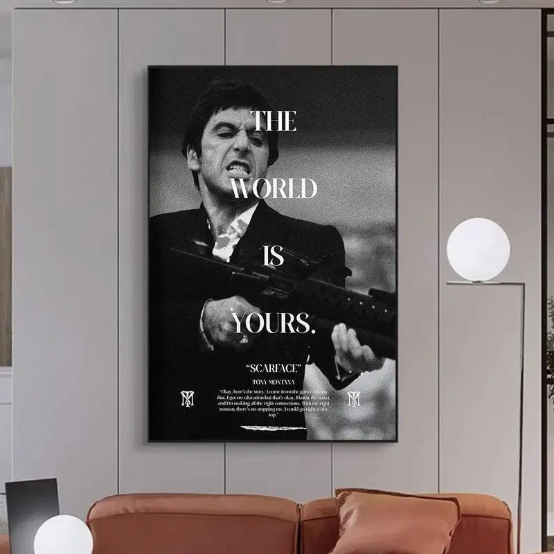 Scarface World Is Yours Classic Movie Posters Prints Tony Canvas Painting Wall Art Living Room Home Decor Art T-Shirts