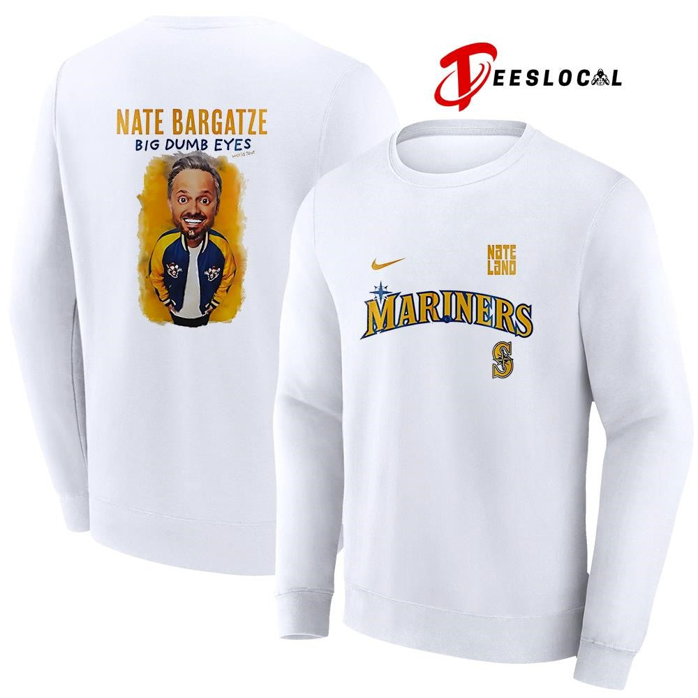 Seattle Mariners x Nate Bargatze Big Dumb Eyes world tour caricature graphic shirt