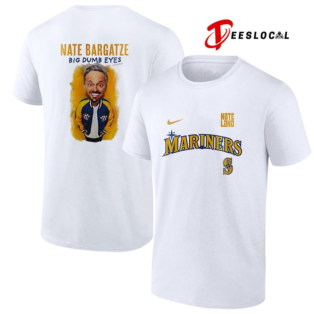 Seattle Mariners x Nate Bargatze Big Dumb Eyes world tour caricature graphic shirt