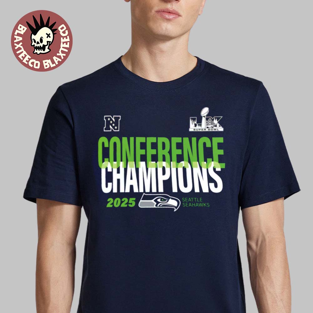 Seattle Seahawks Fanatics 2025 NFC Conference Champions Big And Tall Right Side Draw Navy T-Shirt