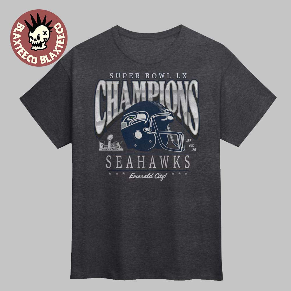 Seattle Seahawks Fanatics Super Bowl LX Champions Big And Tall Prestigious Run Helmet T-Shirt