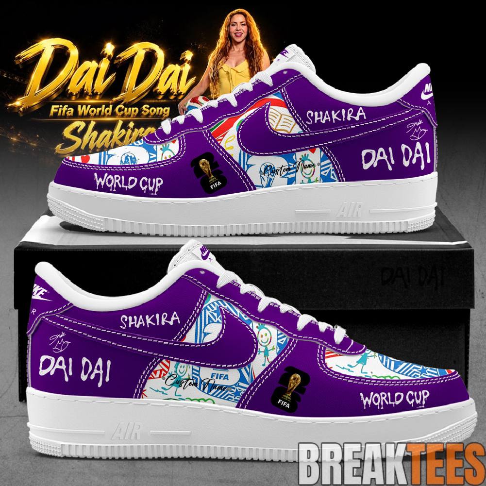Shakira Dai Dai FIFA World Cup Song 2026 Custom Air Force 1 Shoes – Purple