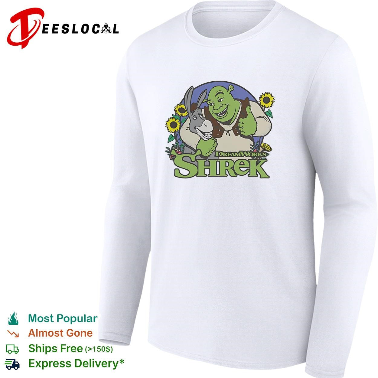 Shrek Donkey DreamWorks sunflowers friendship vintage beige shirt