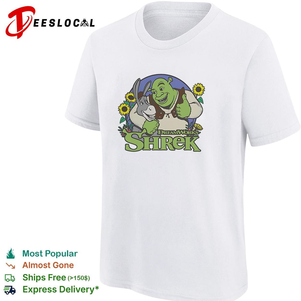 Shrek Donkey DreamWorks sunflowers friendship vintage beige shirt