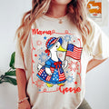 Silly Mama 4th July Goose Shirt Silly Goose America Coquette Bows Fourth July Patriotic Goose Mom Memorial Day Girly Shirt T-Shirts