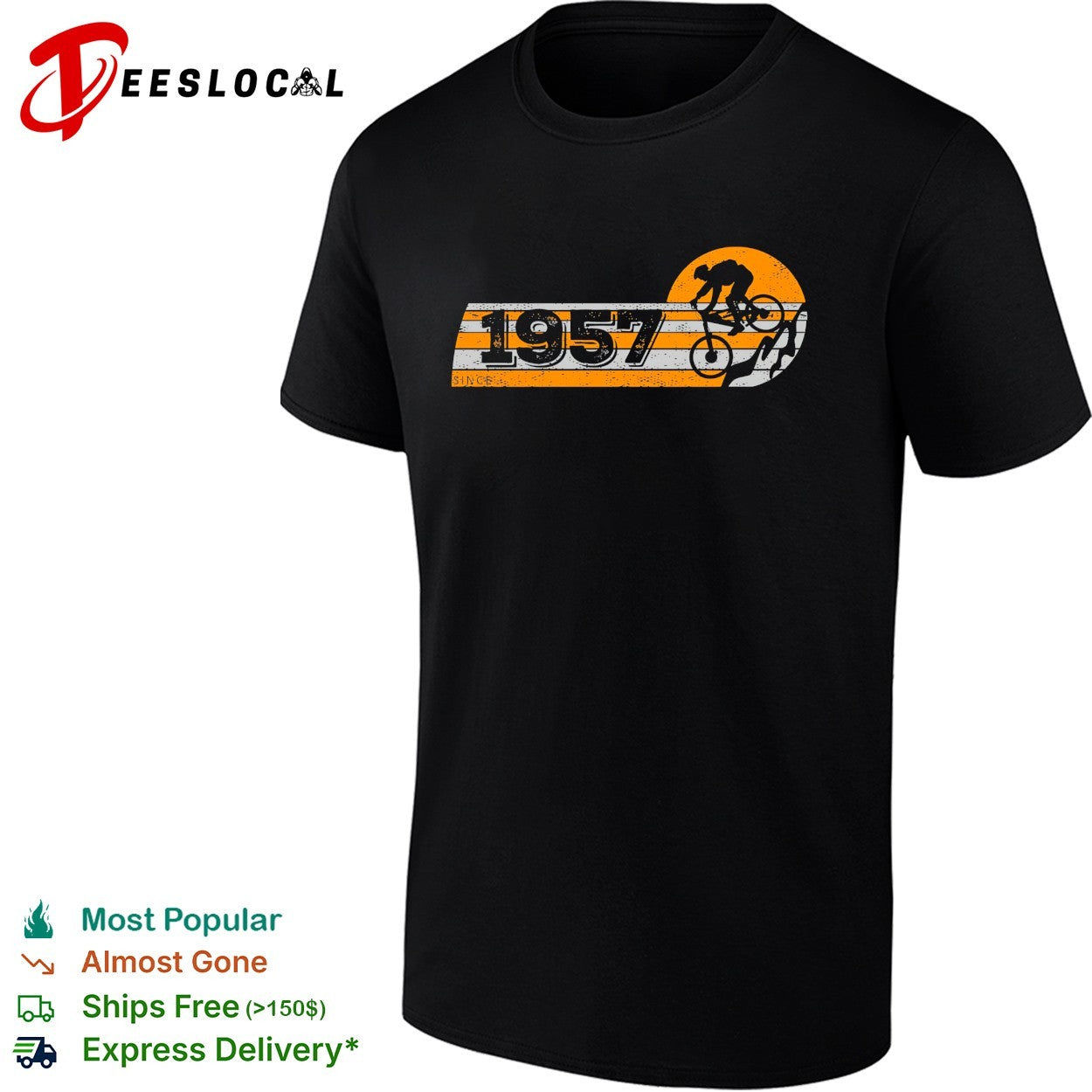Since 1957 Mountain Biking Retro Sunset Sport Bicycle Cycling Enthusiast shirt