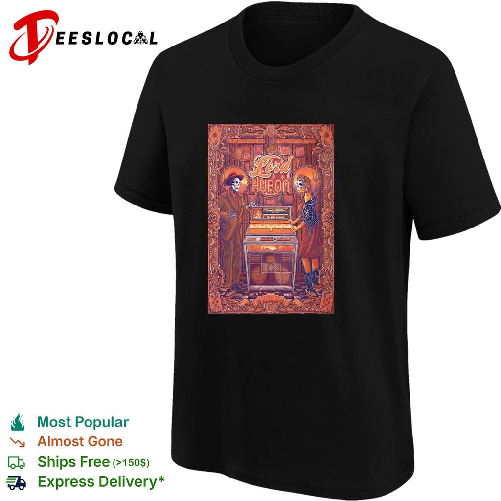 Skeleton duo vintage jukebox gothic Victorian concert poster art shirt