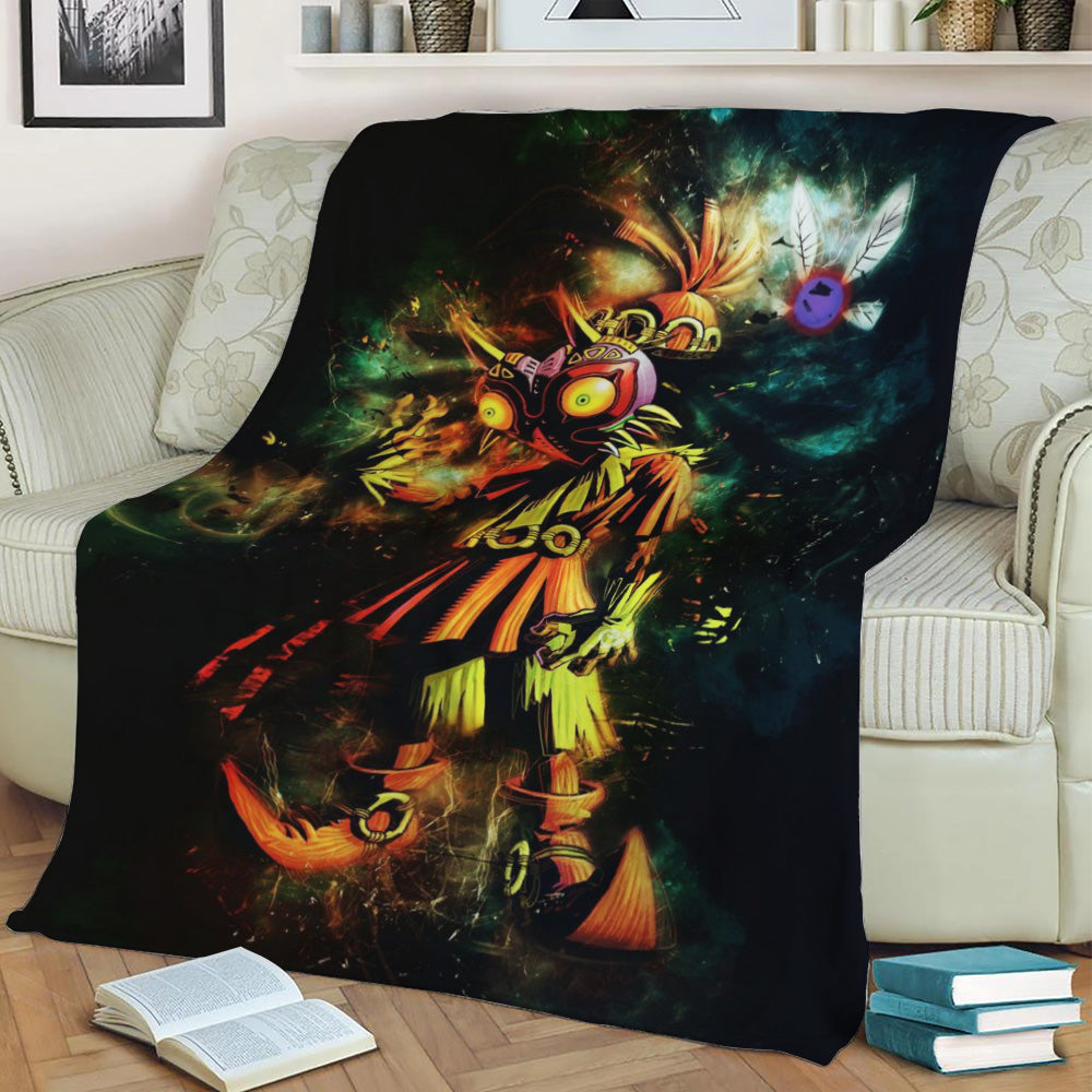 Skull Kid Majoras Mask Fleece Throw Blanket