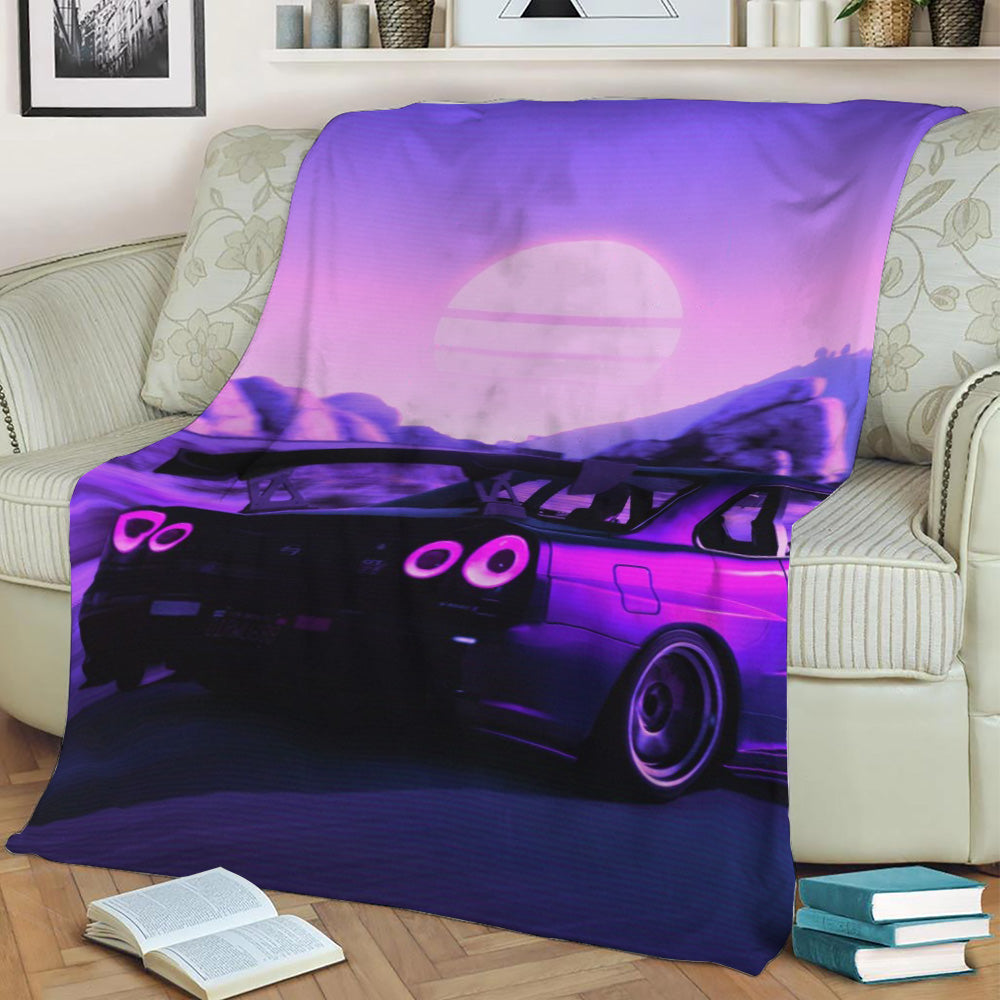 Skyline GTR R34 Fleece Throw Blanket