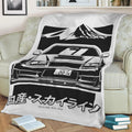 Skyline R34 GTR Front JPN Fleece Throw Blanket