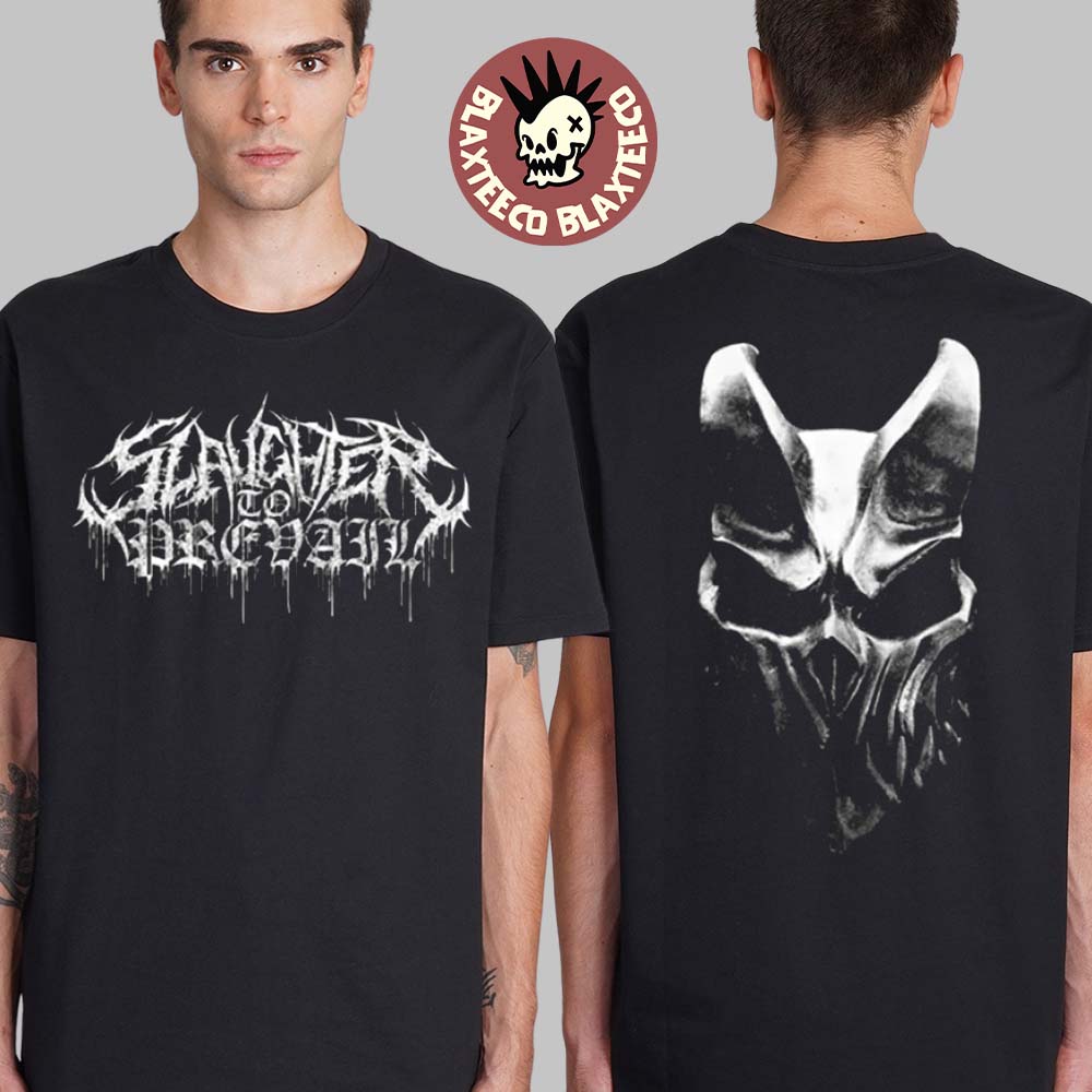 Slaughter to Prevail White Logo Mask Merch At Groove On March 25 2025 Two Sides T-Shirt