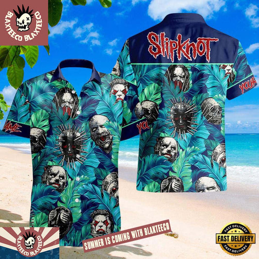 Slipknot Horror Characters Masks Blue Summer Hawaiian Shirt