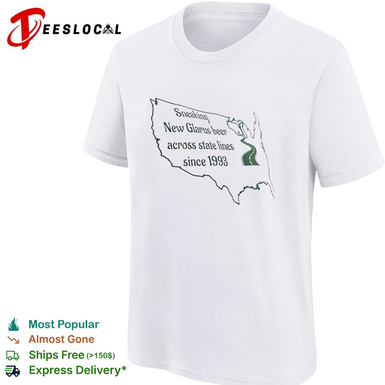 Sneaking New Glarus beer across state lines since 1993 Wisconsin road map shirt