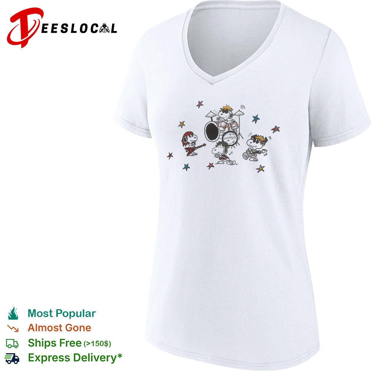 Snoopsos Snoopy and Friends Rock Band Shirt