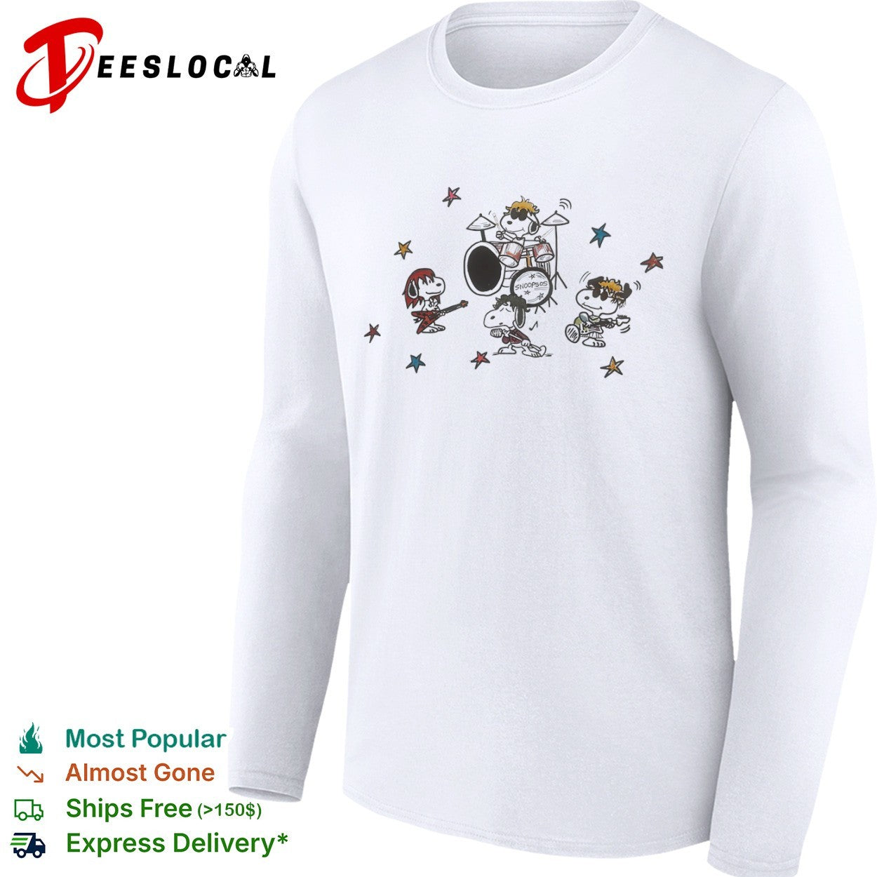 Snoopsos Snoopy and Friends Rock Band Shirt