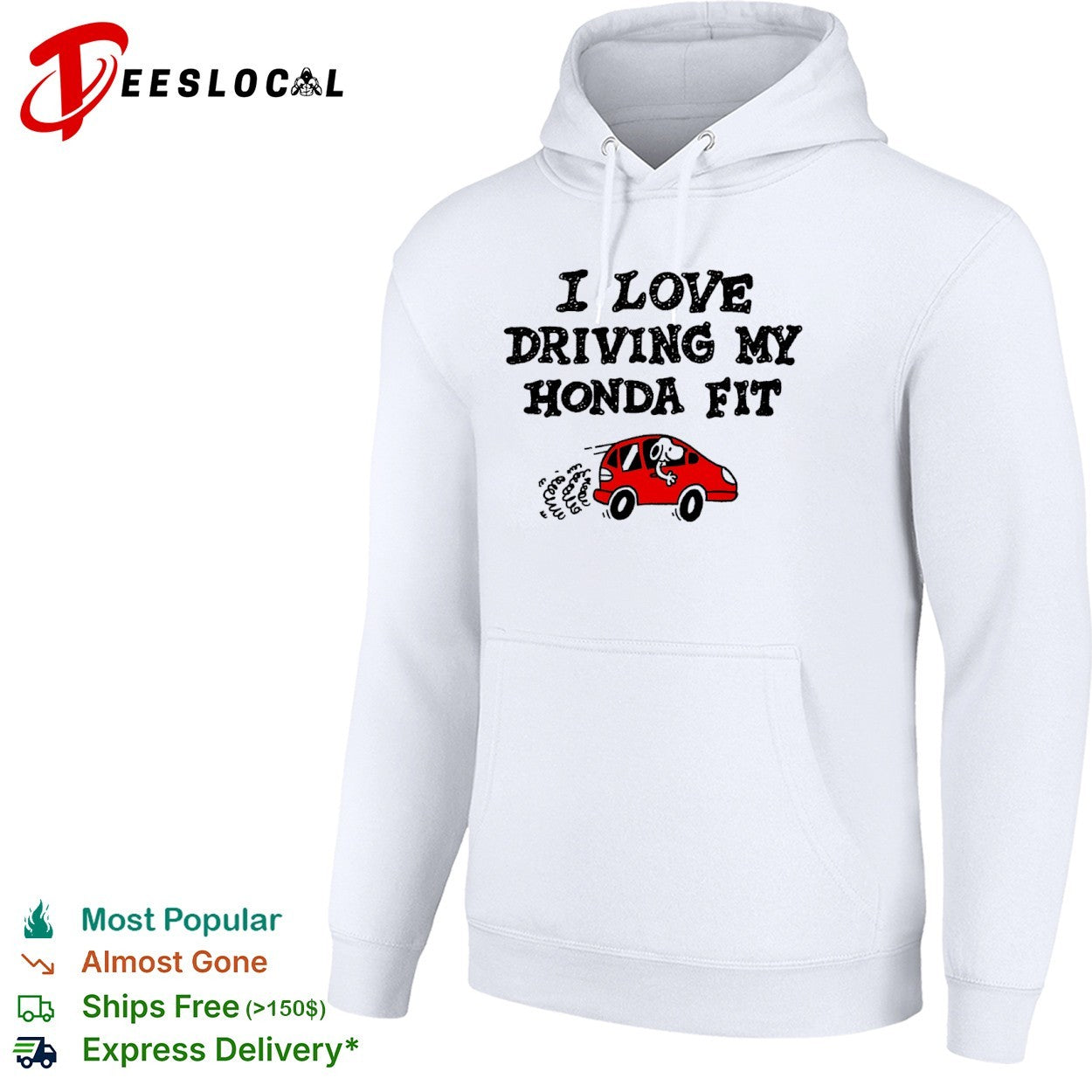 Snoopy Honda Fit I love driving my red car shirt