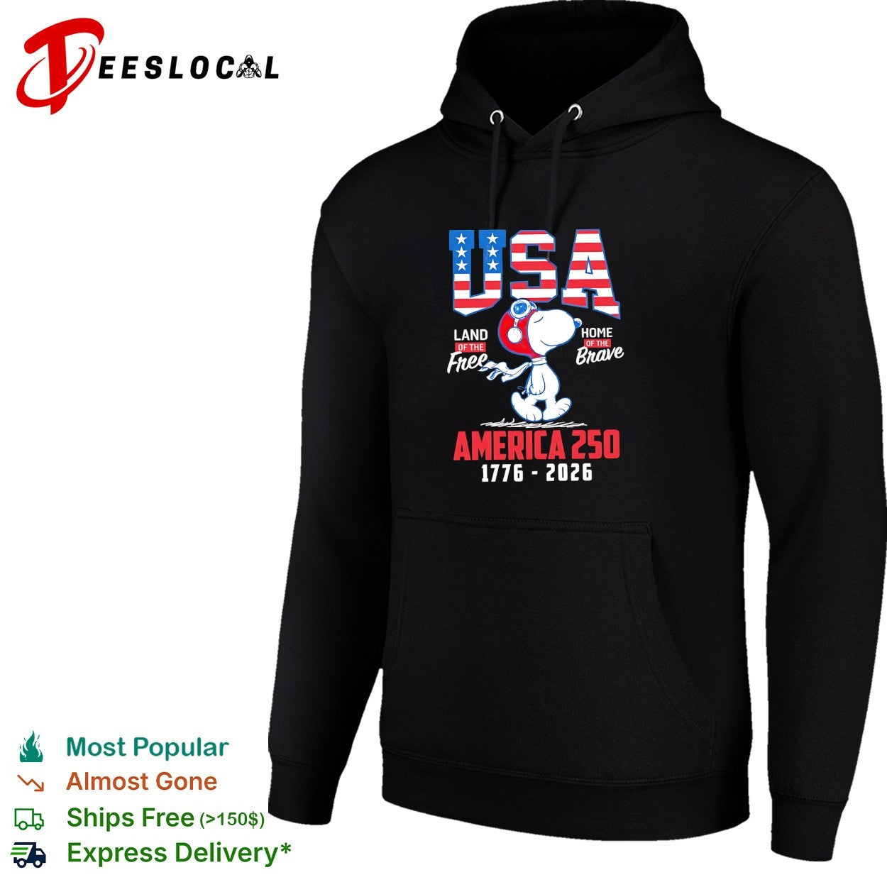 Snoopy USA land of the free home of the brave America 250 shirt