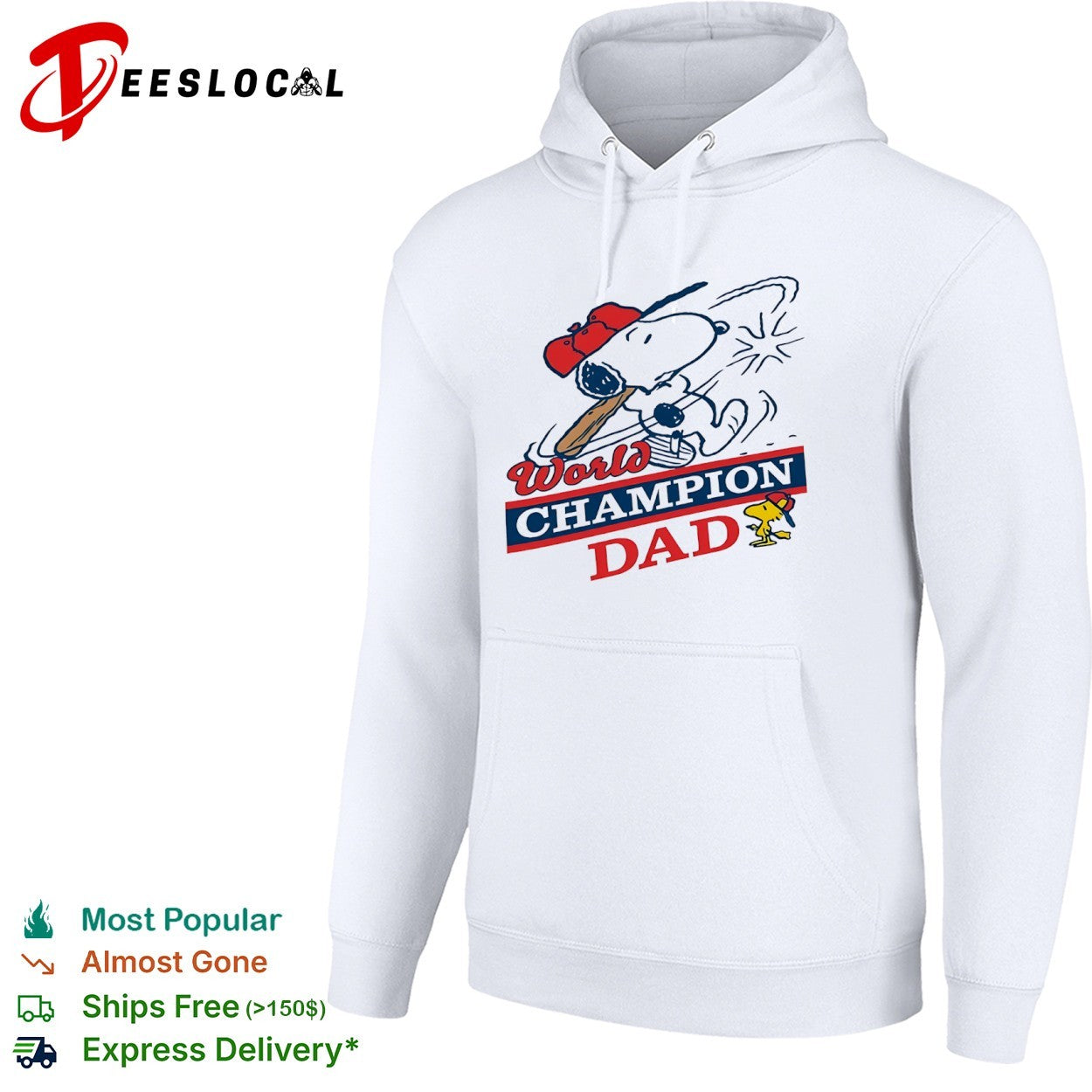 Snoopy Woodstock World Champion Dad Peanuts Baseball Shirt